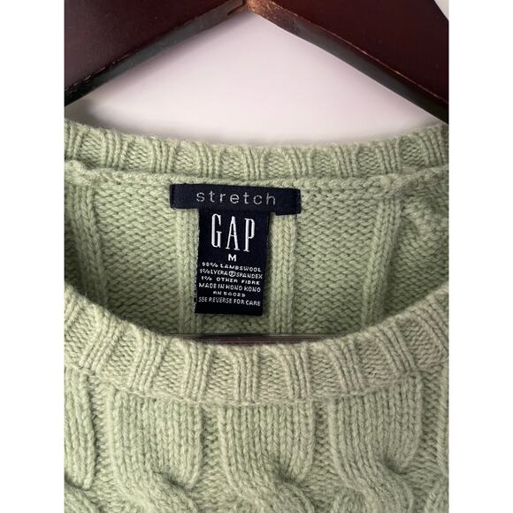 Gap women’s sage crewneck cable knit sweater Sz. M wool - Picture 3 of 6
